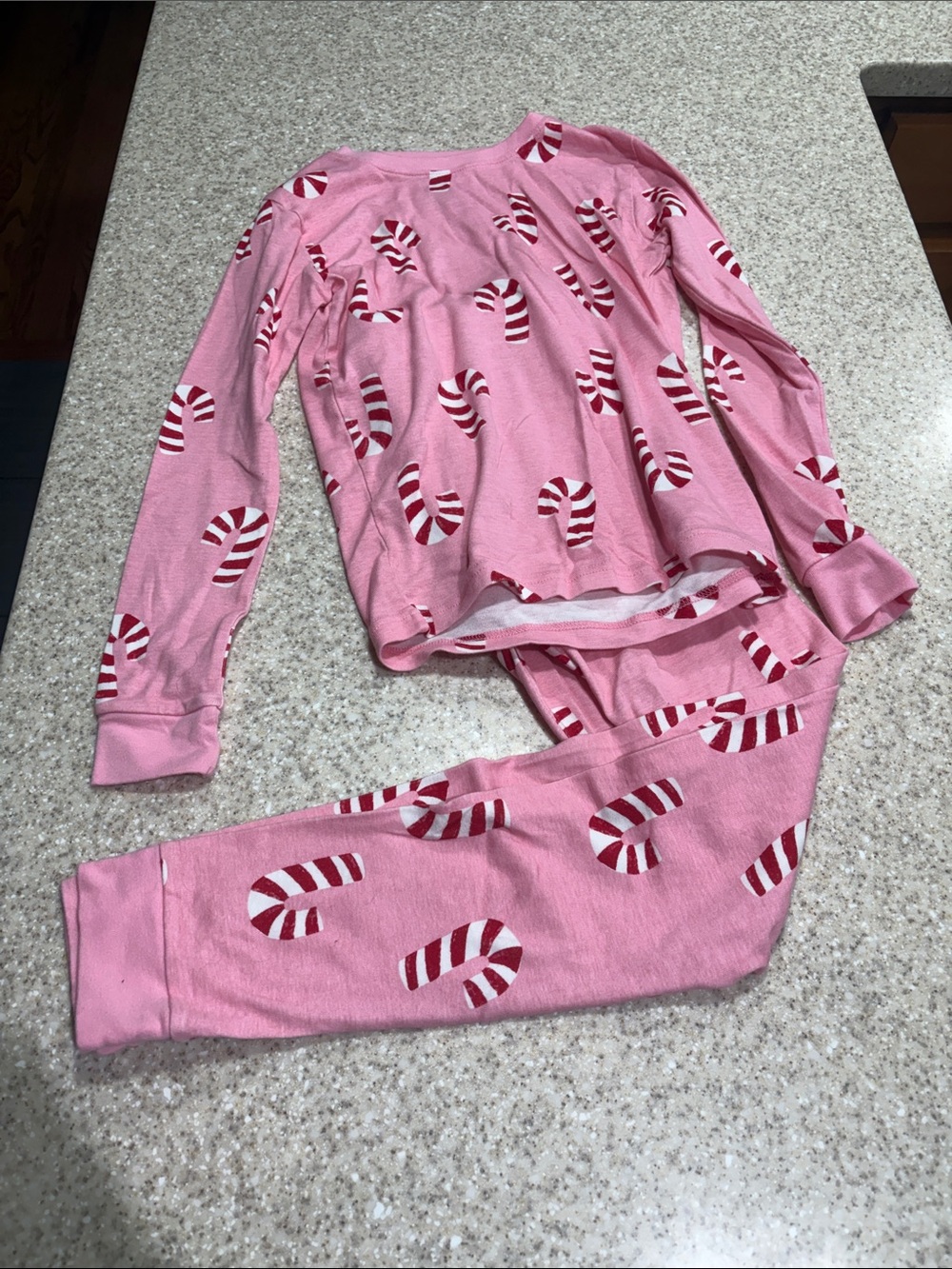 Carters size 14 pink Christmas candy cane pajamas long sleeve and pants cotton